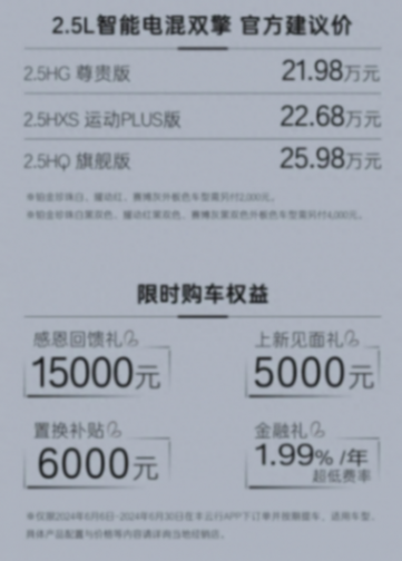 全新豐田凱美瑞2.5L雙擎版上市,售價21.98萬起